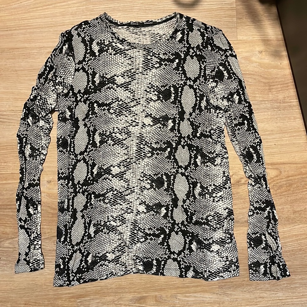 PROENZA SCHOULER SNAKESKIN COTTON LONG SLEEVE TOP